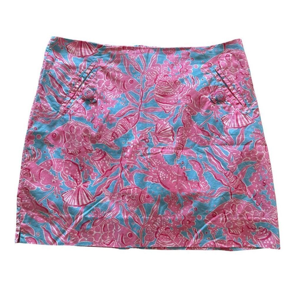 Vintage Lilly Pulitzer pink blue sea creatures skort size 4